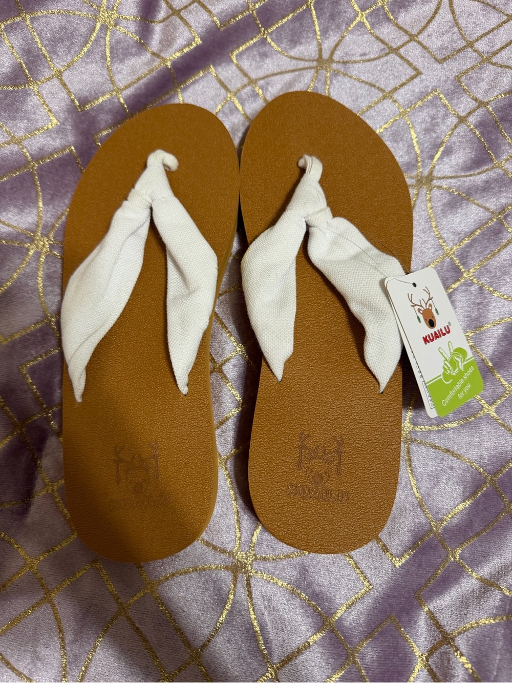 💥 NWT WOMENS Tan Sandal with White Fabric Straps